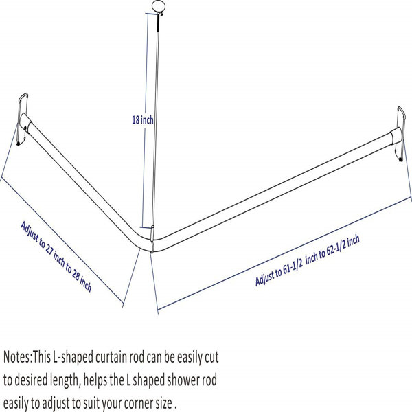 Blooming 62'' LShaped Drill / Screw Shower Curtain Rod Wayfair